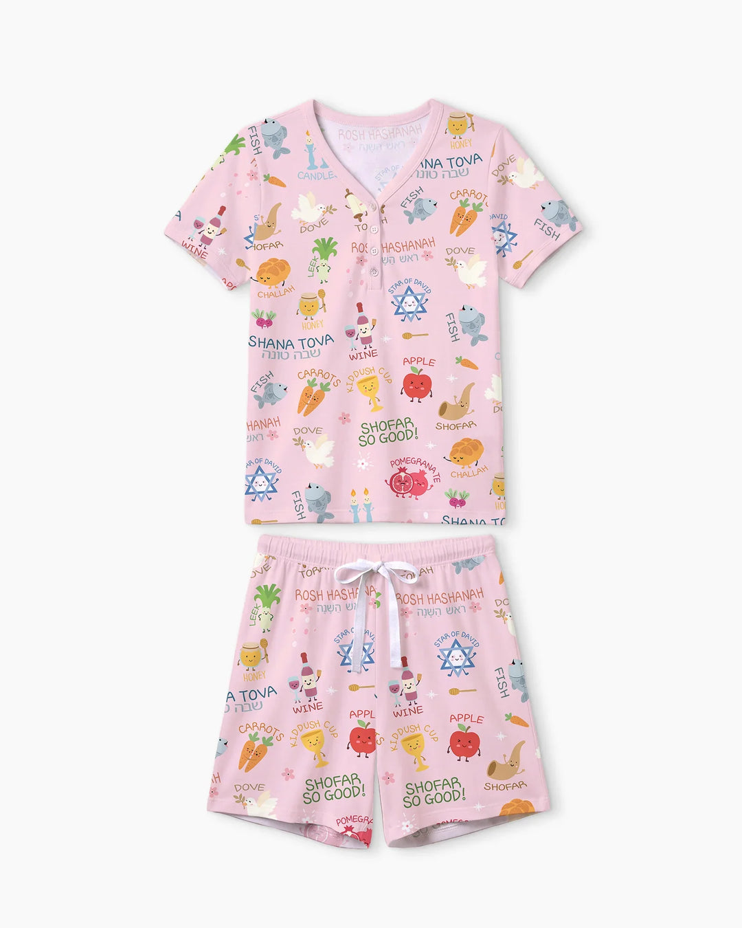 Family Rosh Hashanah Matching Bamboo Women Short Sleeve Short Pajama Set