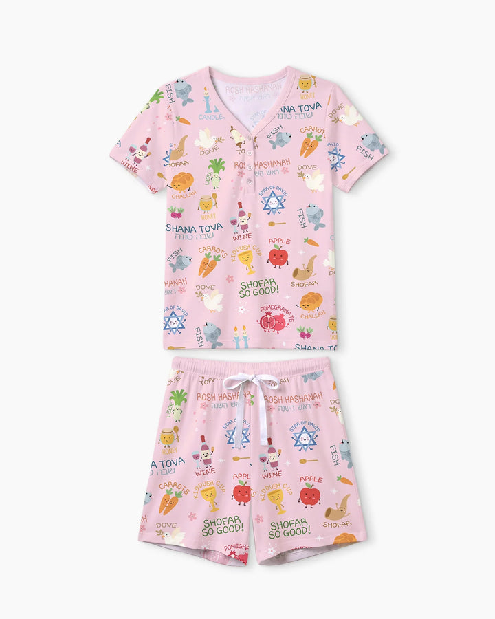 Family Rosh Hashanah Matching Bamboo Women Short Sleeve Short Pajama Set