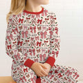 Coquette Christmas Bows Bamboo Two Piece Long Sleeve Pajama Set