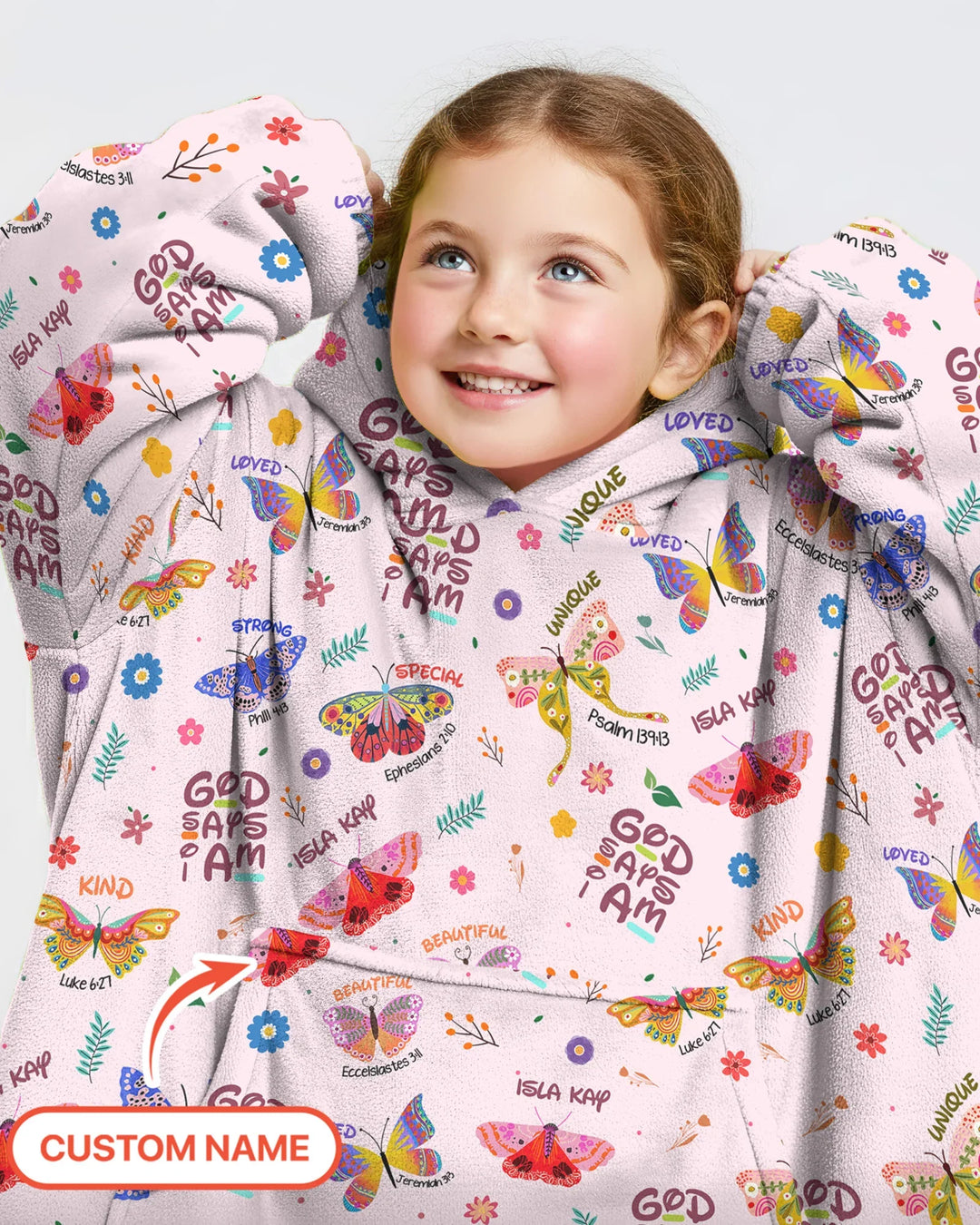 God says I am Butterfly Bamboo Blanket Hoodie