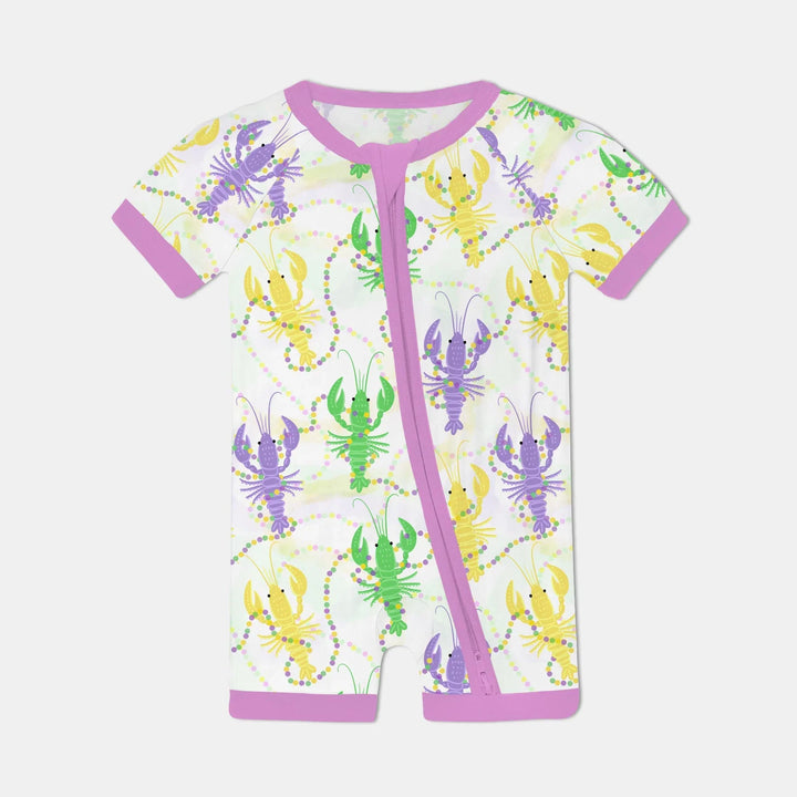 Mardi Gras Crawfish Family Matching Bamboo Shorty Zippy