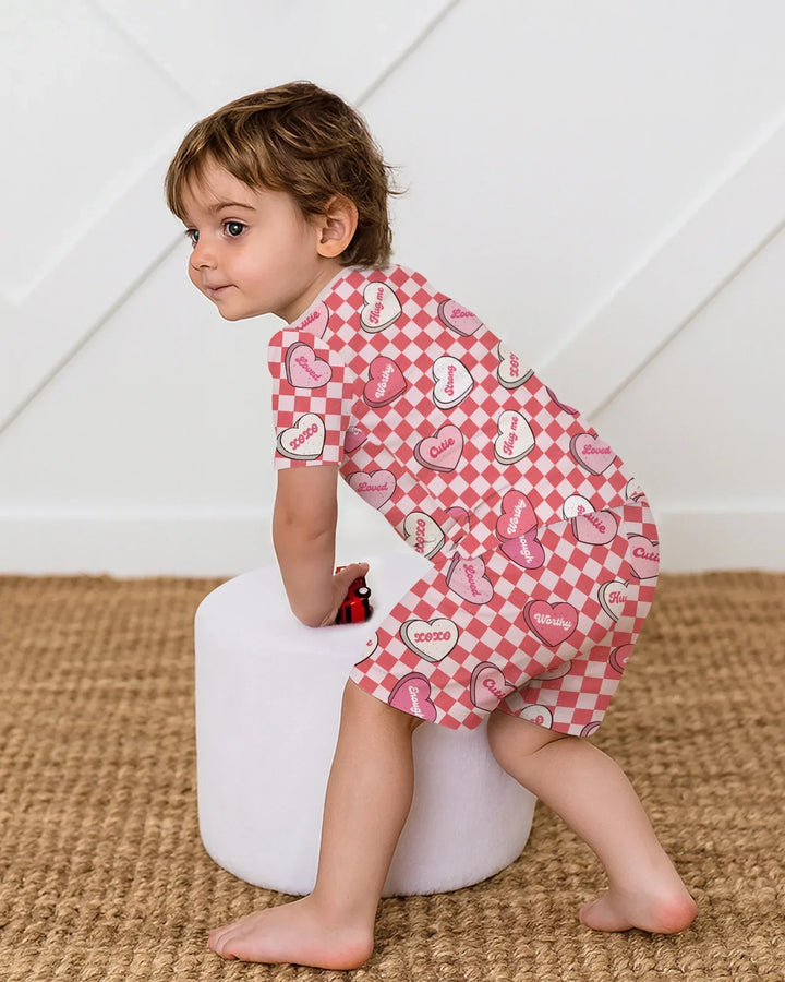 Valentine in Hearts Bamboo Two Piece Short Sleeve Shorts Pajama Set