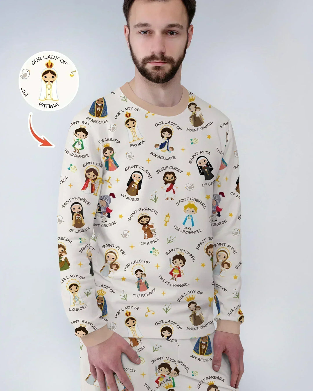 Pray For Us Family Matching Bamboo Men's Pajama Set