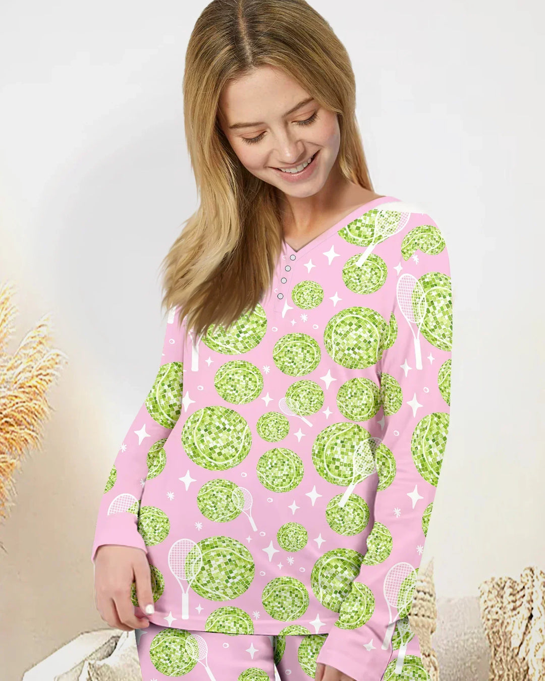 Tennis Disco Girl Party Matching Bamboo Women Pajama Set