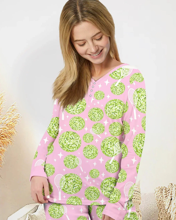Tennis Disco Girl Party Matching Bamboo Women Pajama Set