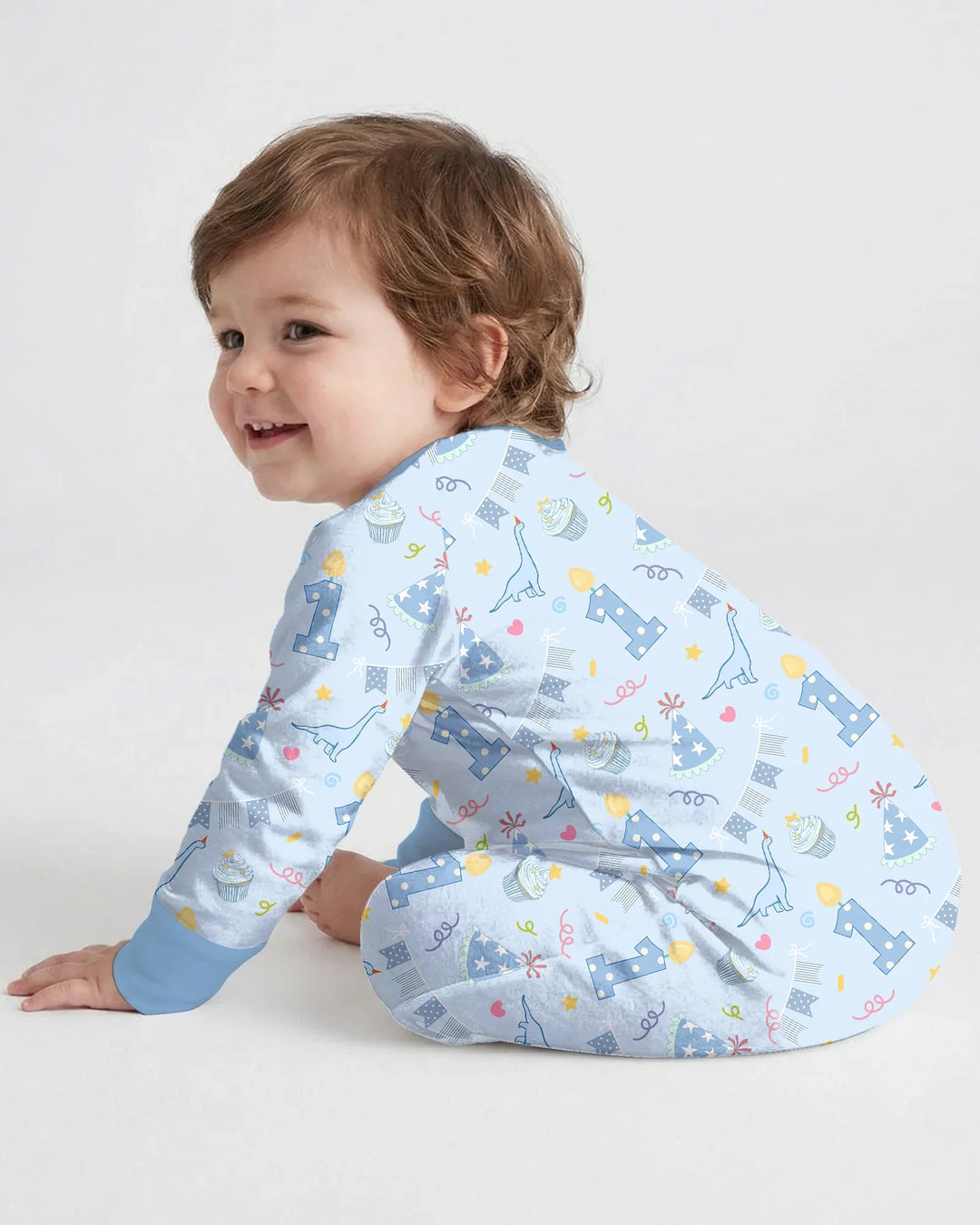 Personalized 1st Birthday Boy Embroidered Baby Bamboo Convertible Zippy