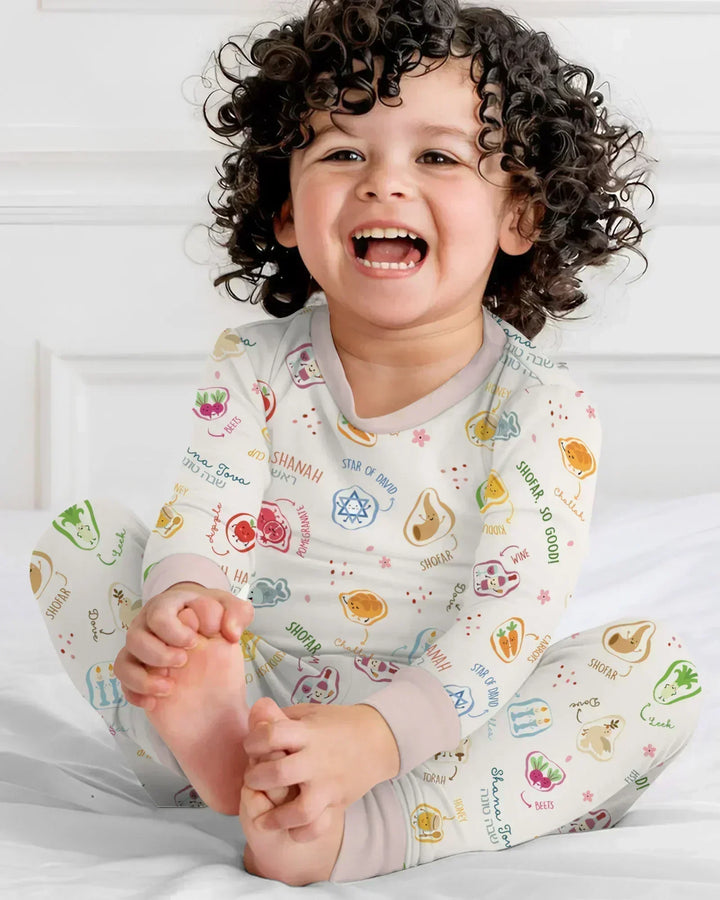 Happy Rosh Hashanah Bamboo Two Piece Long Sleeve Pajama Set