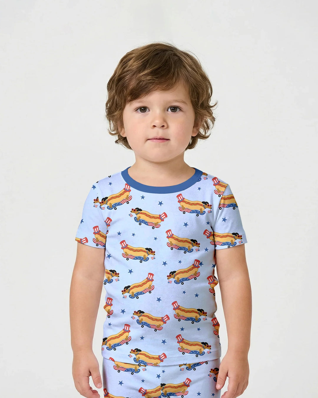 American Hot Dog Bamboo Two Piece Short Sleeve Shorts Pajama Set
