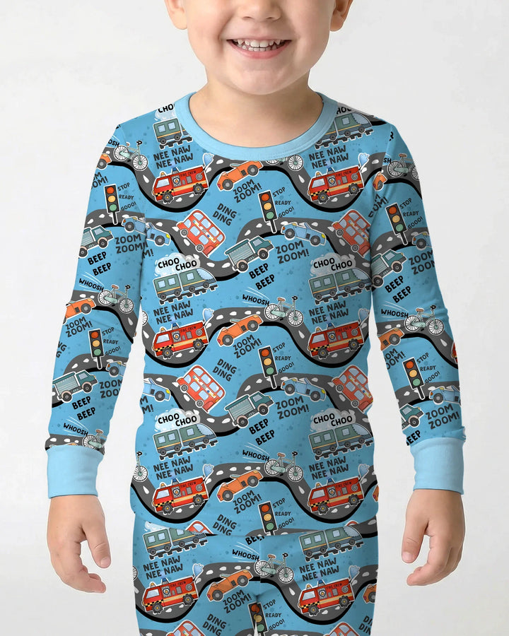 Zoom Zoom Beep Beep Bamboo Two Piece Long Sleeve Pajama Set