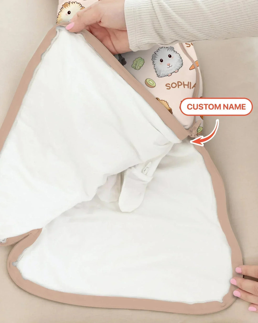 Custom Name Cute Guinea Pigs Bamboo Sleep Bag