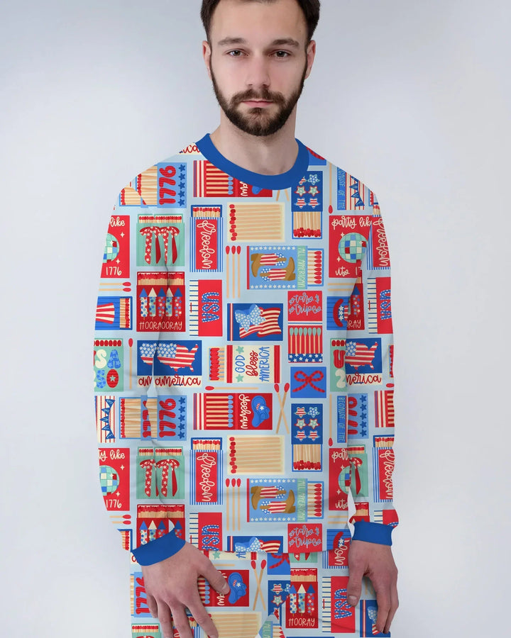 Patriotic Matchbox Family Matching Bamboo Men's Pajama Set