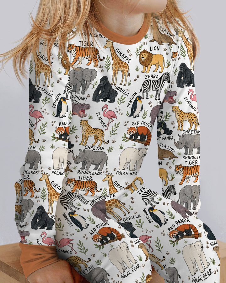 Zoo Animal Bamboo Two Piece Long Sleeve Pajama Set
