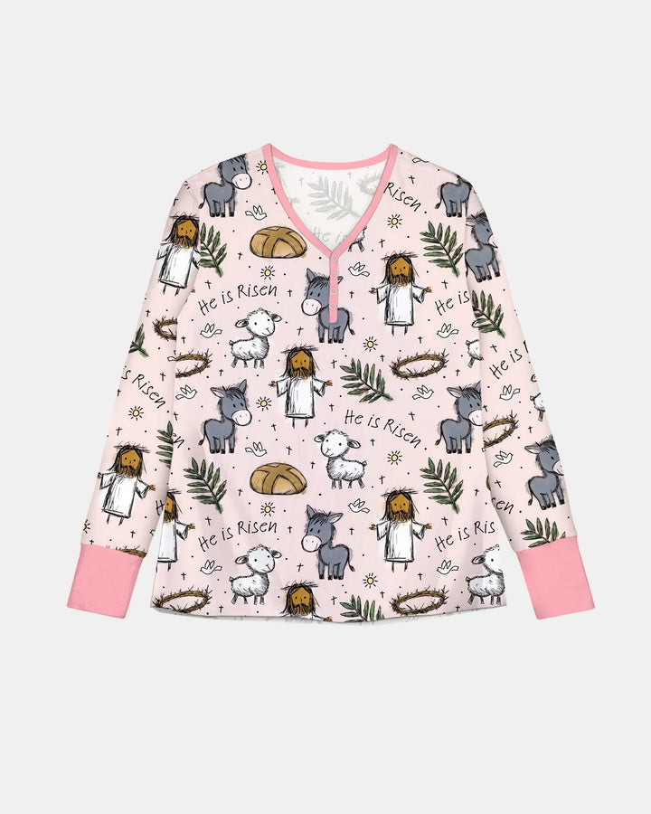 He Is Risen Easter Family Matching Bamboo Women Pajama Set