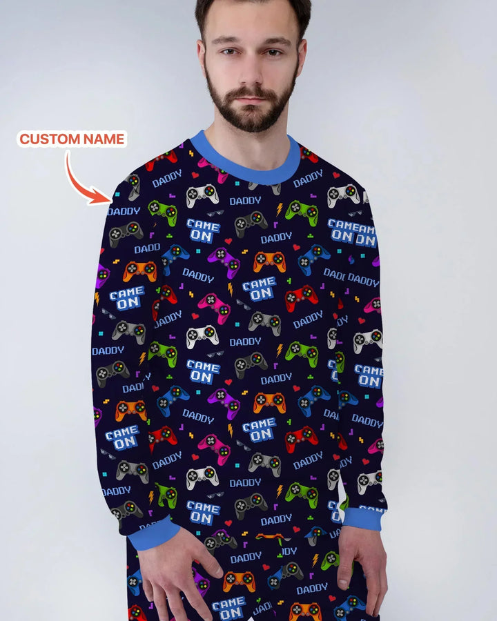 Custom Name Game On Family Matching Bamboo Men's Pajama Set