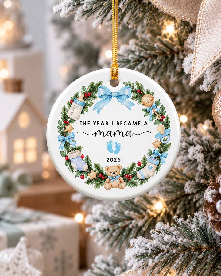 The Year I Became Mama Ceramic Ornament