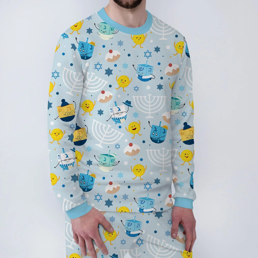 Hanukkah Little Dreidel Family Bamboo Men's Pajama Set