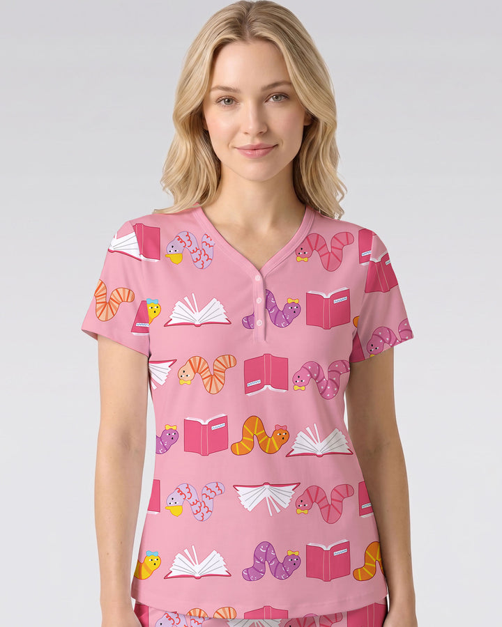Bookworm Family Matching Bamboo Women Short Sleeve Short Pajama Set