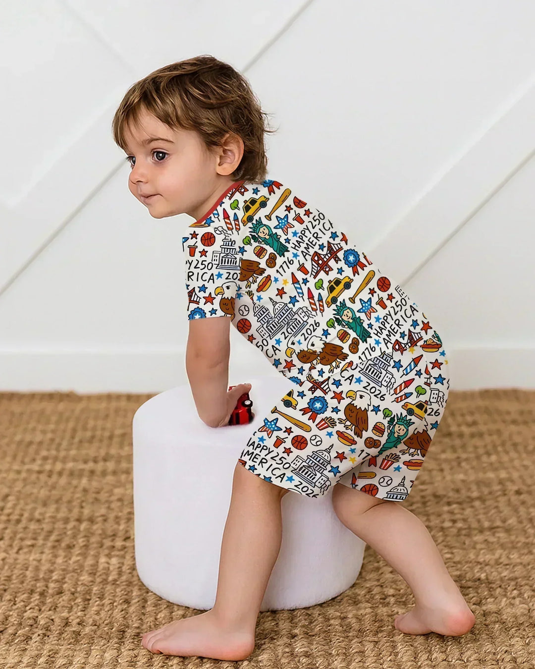 Doodle America 250th Anniversary Family Bamboo Two Piece Short Sleeve Shorts Pajama Set