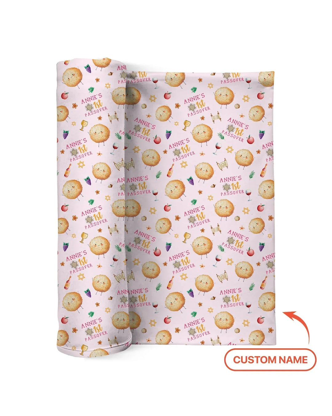 Custom Name 1st Passover swaddle blanket