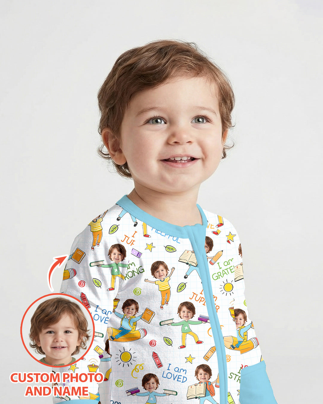 Custom Photo Kid Affirmations I Am Kind Bamboo Convertible Zippy