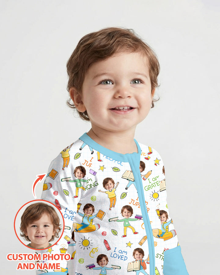 Custom Photo Kid Affirmations I Am Kind Bamboo Convertible Zippy
