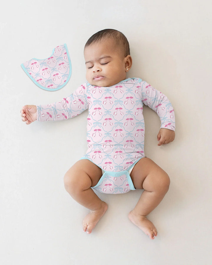 Cherry Baseball Softball Mom and Girl Matching Bamboo Bodysuit