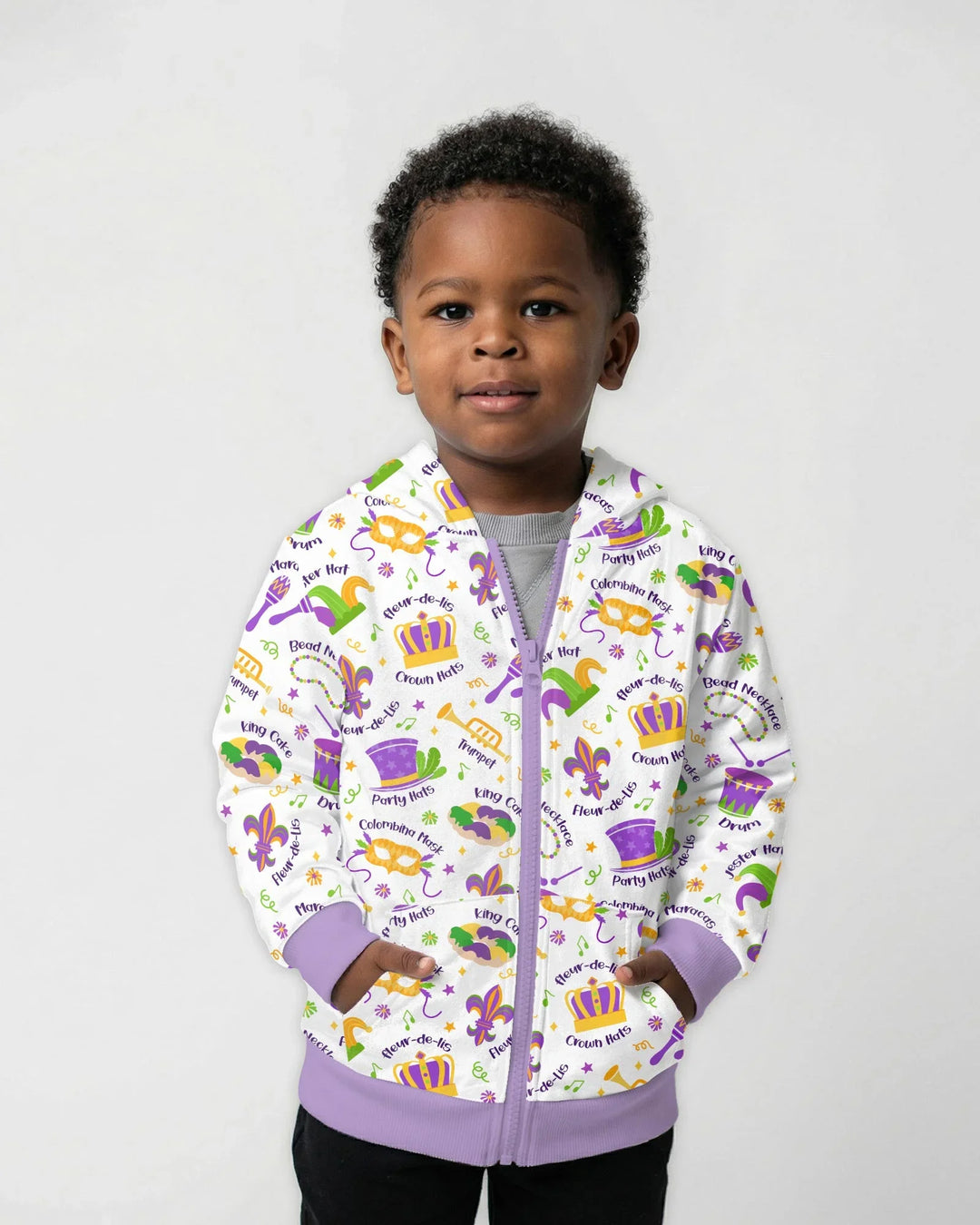 Mardi Gras Family Matching Bamboo Zip Hoodie