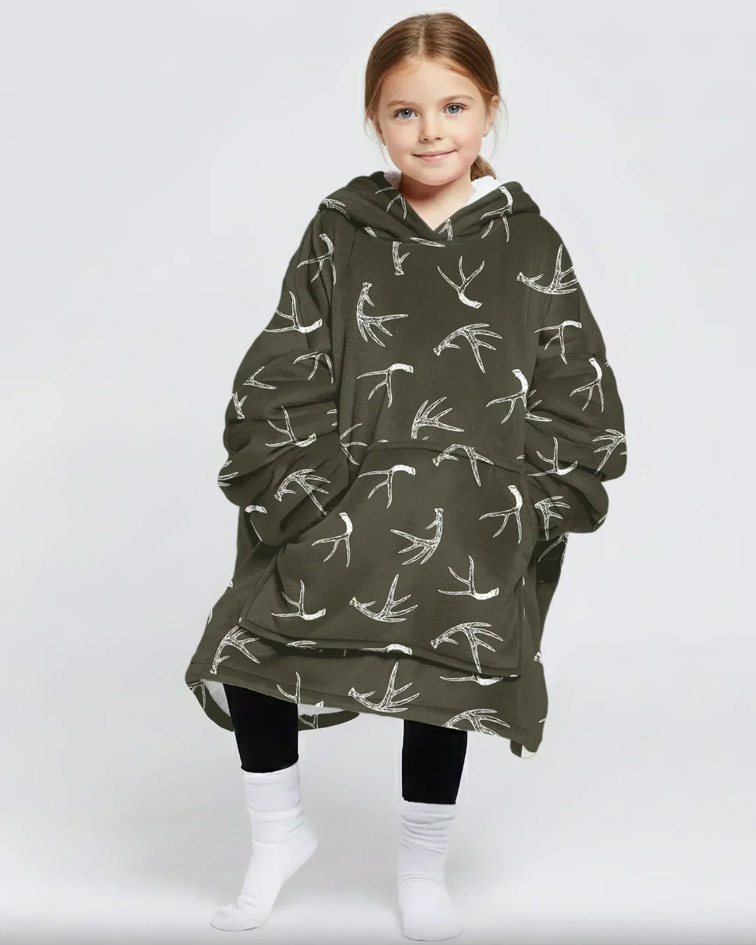 Antlers Minimalism Wearable Bamboo Blanket Hoodie