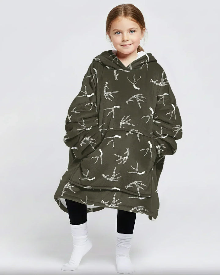 Antlers Minimalism Wearable Bamboo Blanket Hoodie