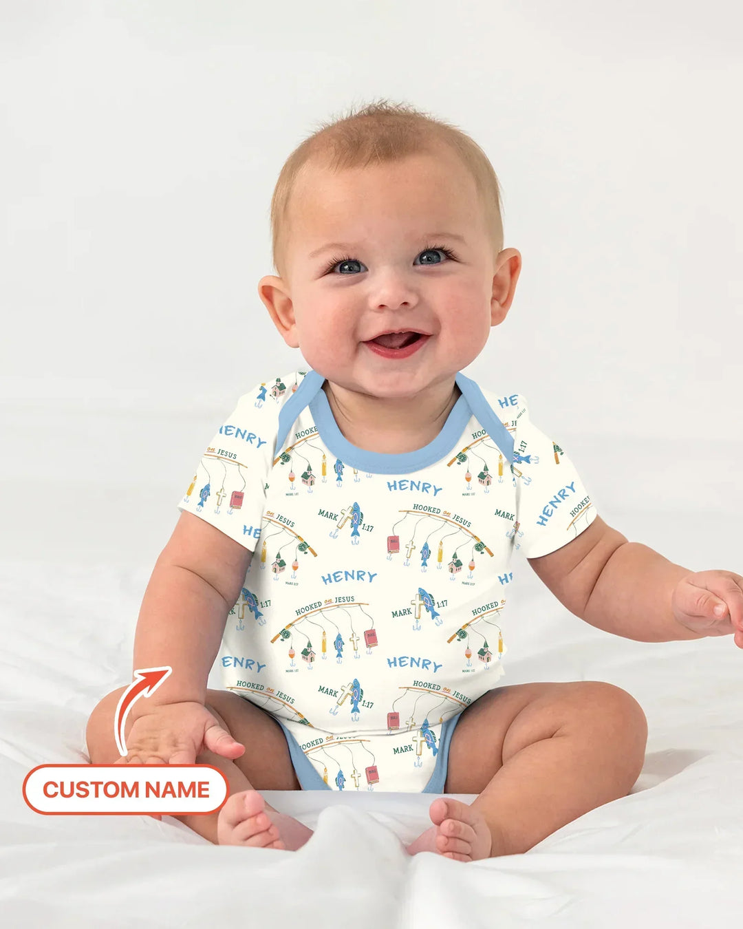 Hooked On Jesus Fishing Matching Bamboo Bodysuit