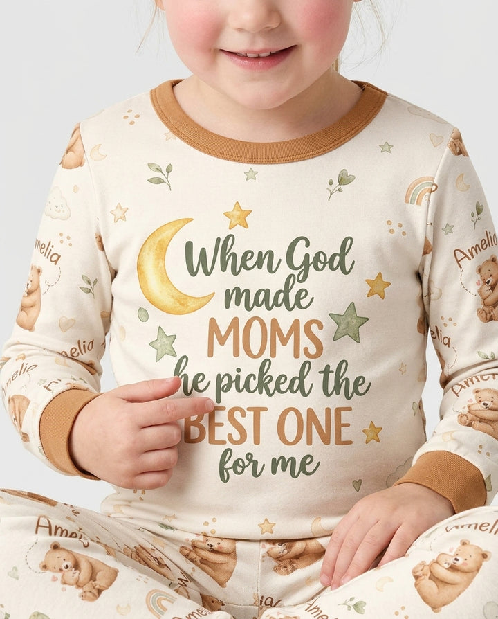When God Made Moms Bamboo Two Piece Long Sleeve Pajama Set