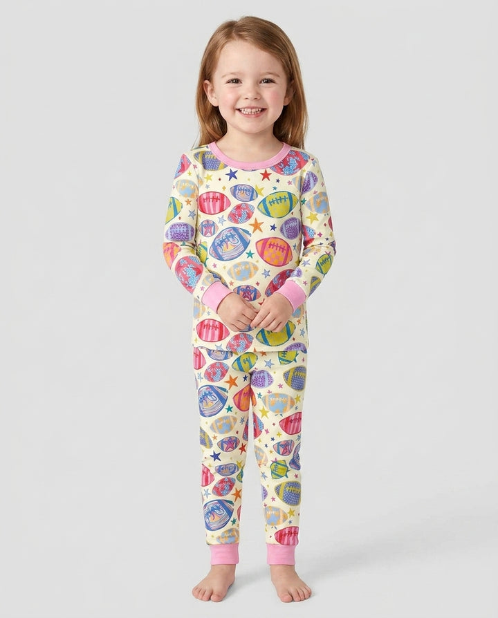 Football Season Bamboo Two Piece Long Sleeve Pajama Set