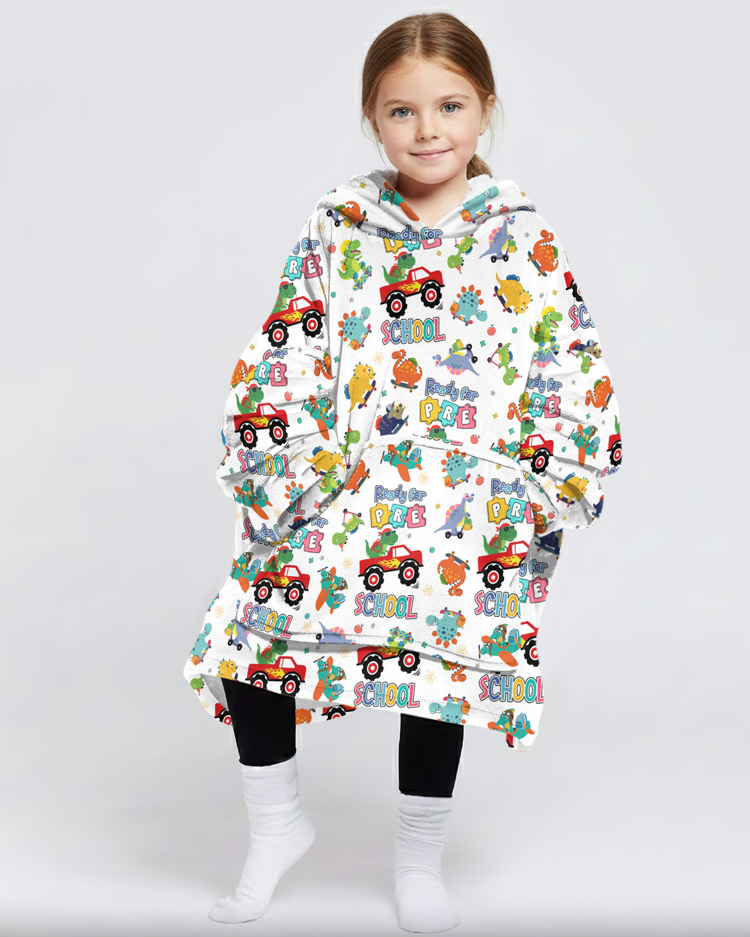 First Day of Preschool T-Rex Bamboo Blanket Hoodie