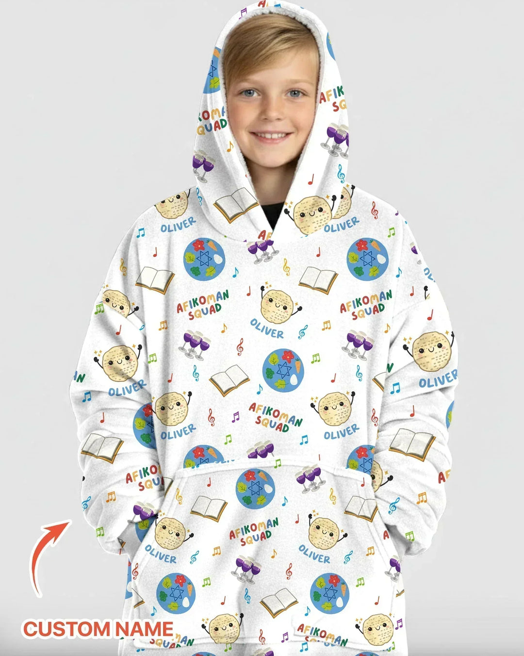 Custom Name Passover Afikoman Squad Bamboo Blanket Hoodie