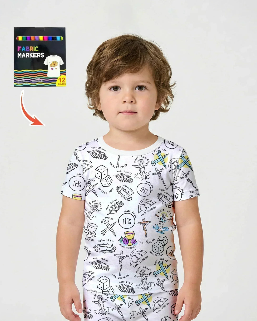 Easter Story Colorable Bamboo Two Piece Short Sleeve Shorts Pajama Set