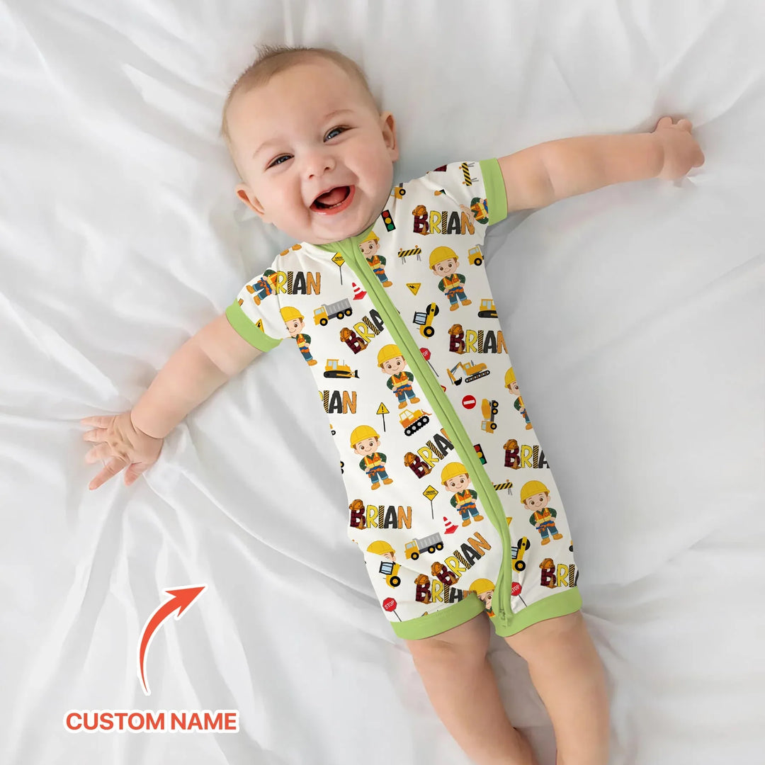 Custom Name Doodle Little Builder Bamboo Shorty Zippy