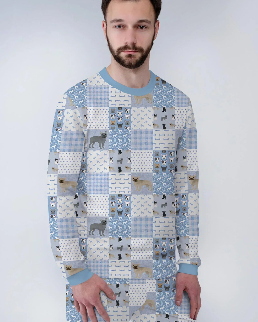Frenchies Patchwork Family Matching Bamboo Men's Pajama Set