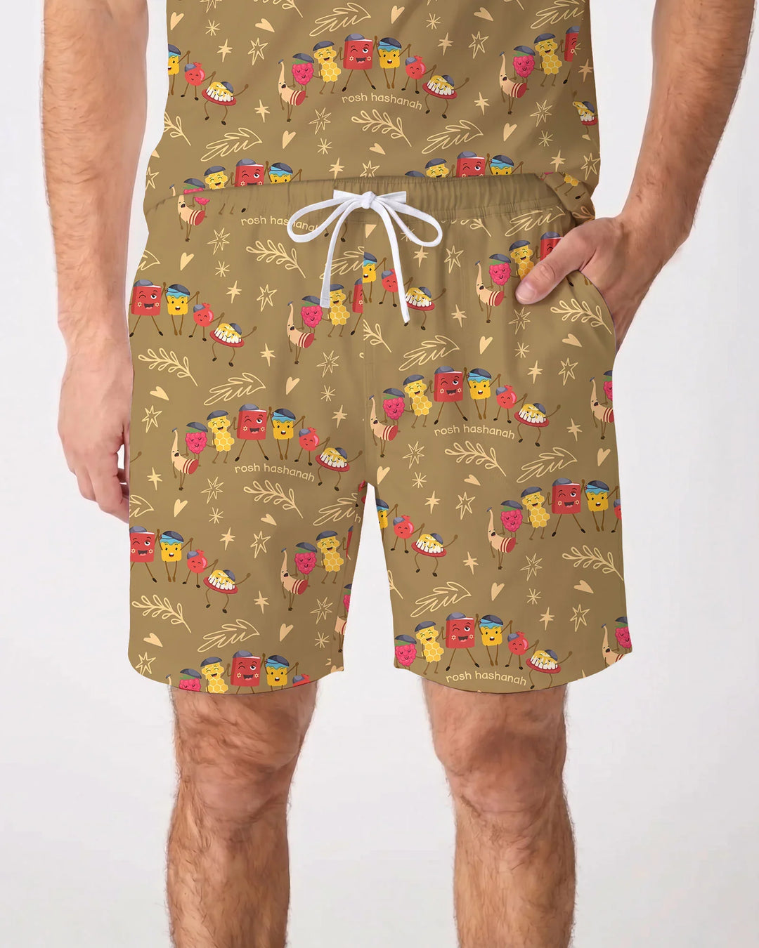 Let's Celebrate Rosh Hashanah Bamboo Men Short Sleeve Short Pajama Set