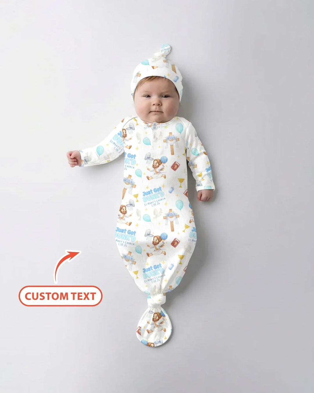 Custom Name Baptism Just Got Dunk'd Bamboo Knot Gown