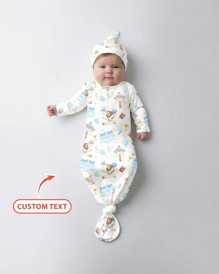Custom Name Baptism Just Got Dunk'd Bamboo Knot Gown