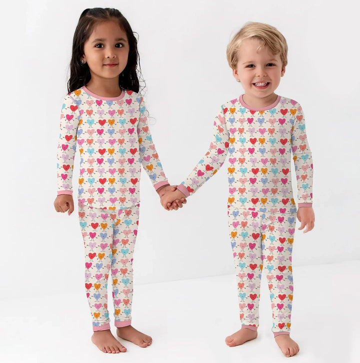 Sweet Hearts Bamboo Two Piece Long Sleeve Pajama Set