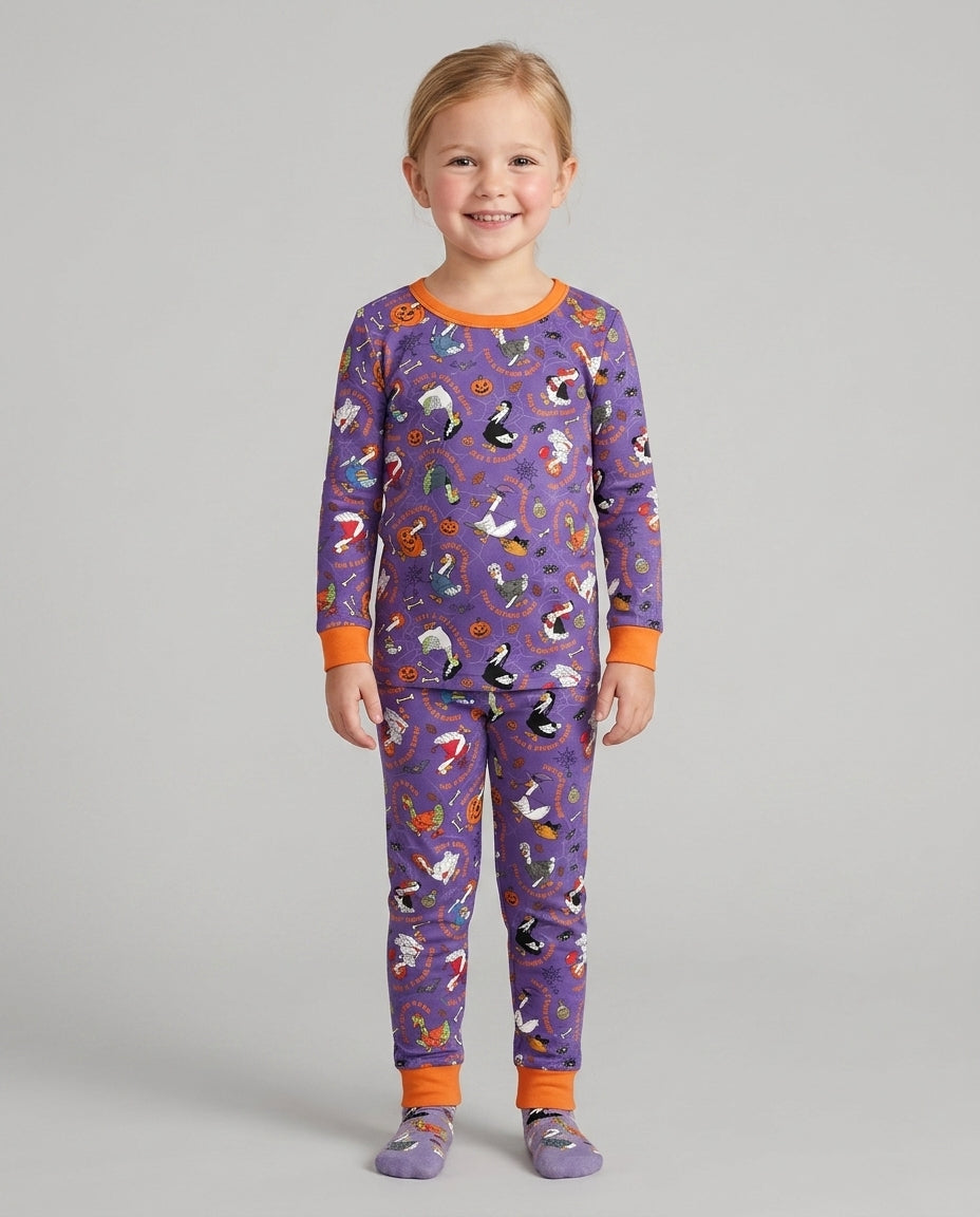 Just A Spooky Goose Family Matching Bamboo Two Piece Long Sleeve Pajama Set