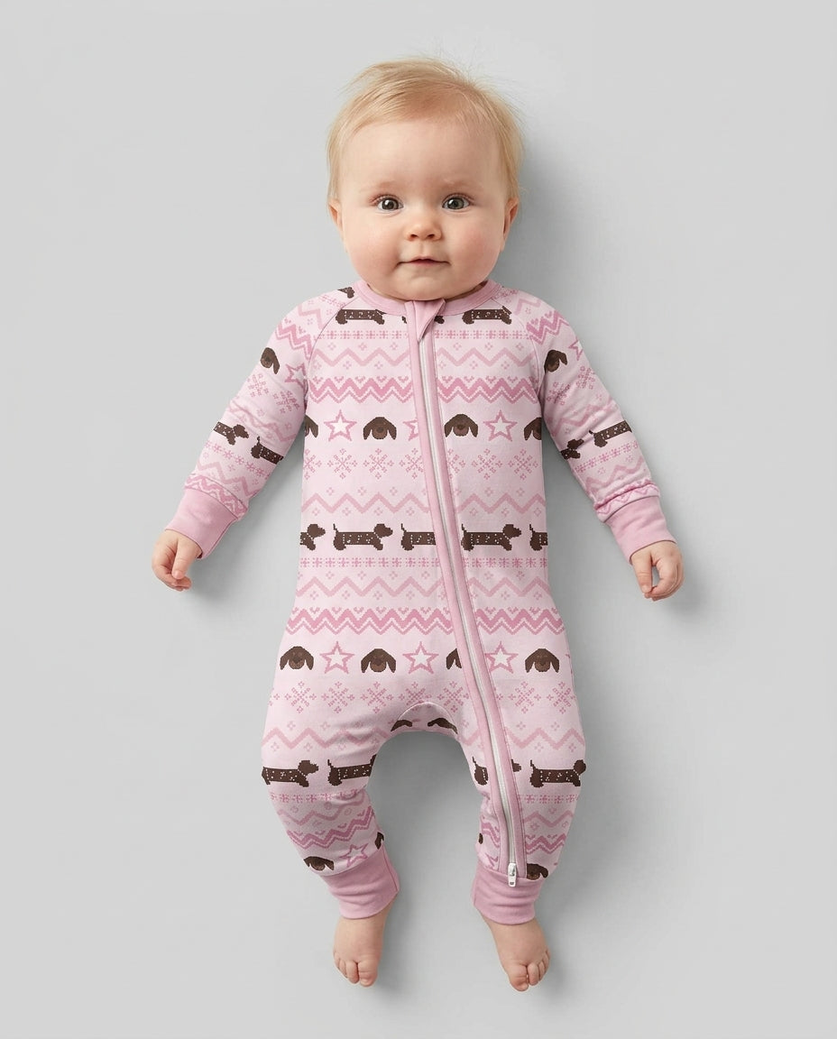 Dachshund Winter Fair Isle Bamboo Convertible Zippy