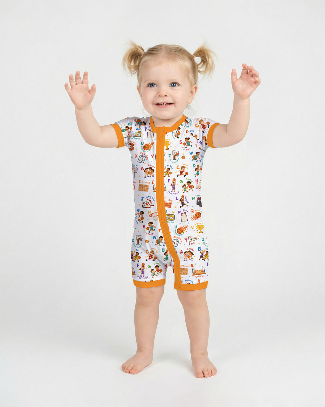 Basketball Alphabet Bamboo Shorty Zippy