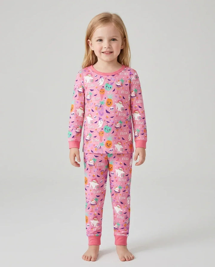 Summerween Doodles Bamboo Two Piece Long Sleeve Pajama Set