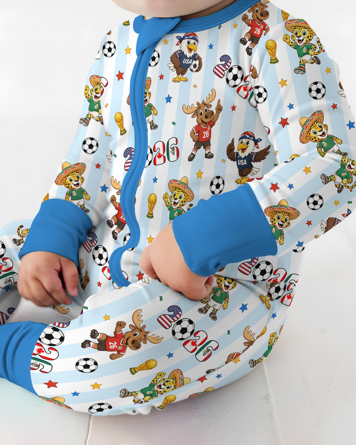 Striped Cute Mascots Soccer Cup 2026 Bamboo Convertible Zippy