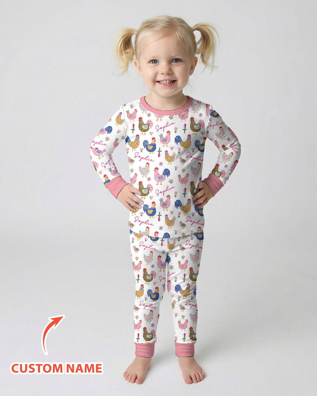 Cluck And Cozy Bamboo Two Piece Long Sleeve Pajama Set