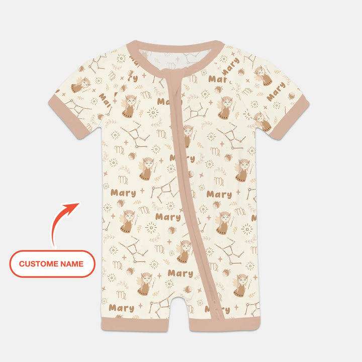 Bohemian Baby Zodiac Signs Custom Name Bamboo Shorty Zippy