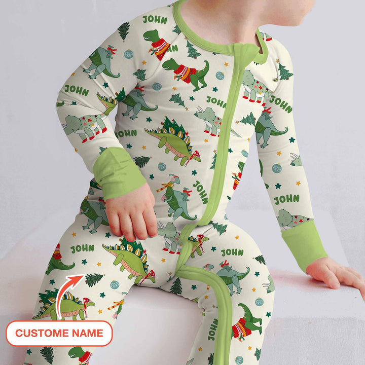 Custom Name Dinosaurs Christmas Tree Bamboo Convertible Zippy