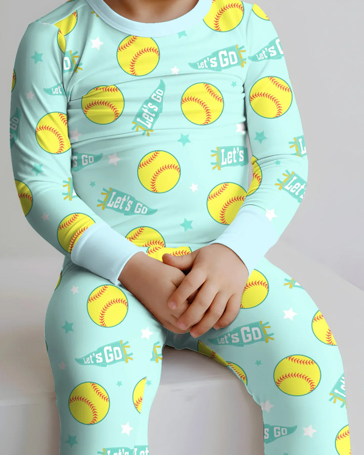 Softball Lovers Bamboo Two Piece Long Sleeve Pajama Set